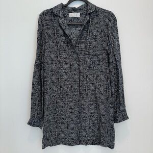 A.L.C. Womens Night Gown Size Small 100% Silk Button Front Sleep Dress Gray Blue